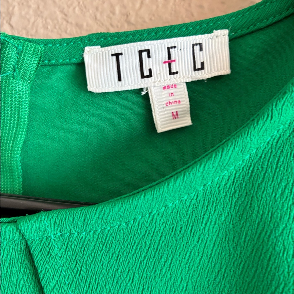 TCEC Green Cold-Shoulder Ruffle Romper - Picture 2 of 5